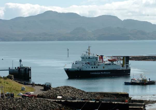 A CalMac ferry arrives at the island of Muck. Picture: Ian Rutherford