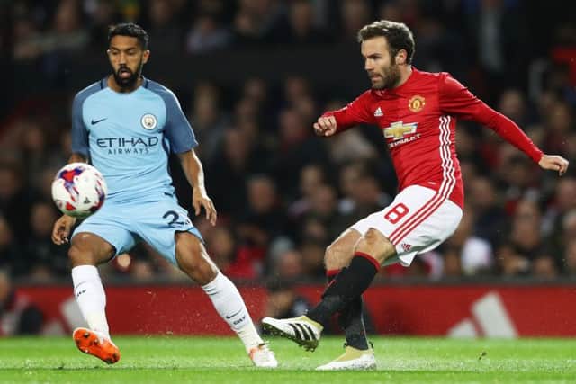 Juan Mata scored the only goal of the game as Manchester United beat Manchester City at Old Trafford. Picture: David Rogers/Getty Images