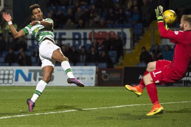 Scott Sinclair fires past Scott Fox for Celtic's third goal. Picture: SNS