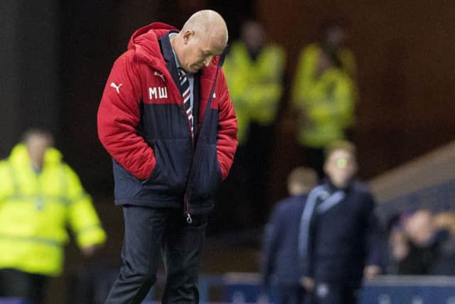 Rangers manager Mark Warburton appears dejected during the Ladbrokes Scottish Premiership match with St Johnstone. Picture: PA