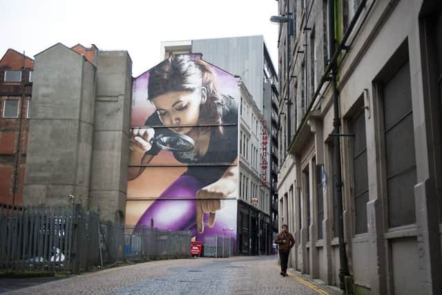 Glasgow has embraced concept of street art to reduce the negative visual impact of land and unit vacancies due to the current economic circumstances and provide features that will attract more visitors.
 Picture: John Devlin