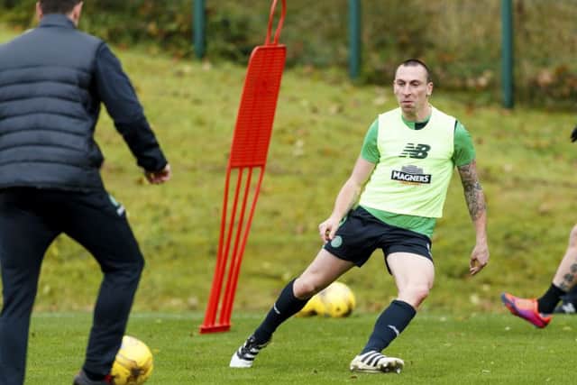 Caltic captain Scott Brown trains ahead of their clash with Aberdeen. Picture: SNS.