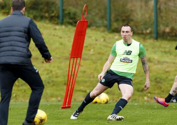 Caltic captain Scott Brown trains ahead of their clash with Aberdeen. Picture: SNS.