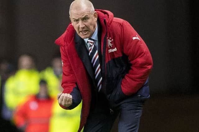 Rangers manager Mark Warburton urges his team on in the 1-1 draw against St Johnstone at Ibrox. Picture: Craig Watson/PA