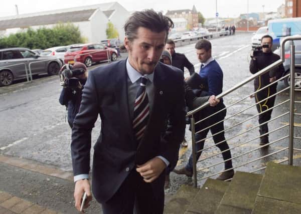Joey Barton arrives at Ibrox ahead of disciplinary talks with the club. Picture: Graig Foy/SNS