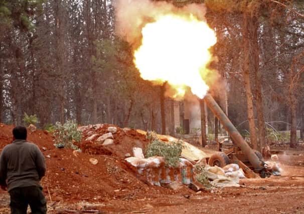 Rebel fighters during a major assault on Syrian government forces West of Aleppo city. Picture; Getty