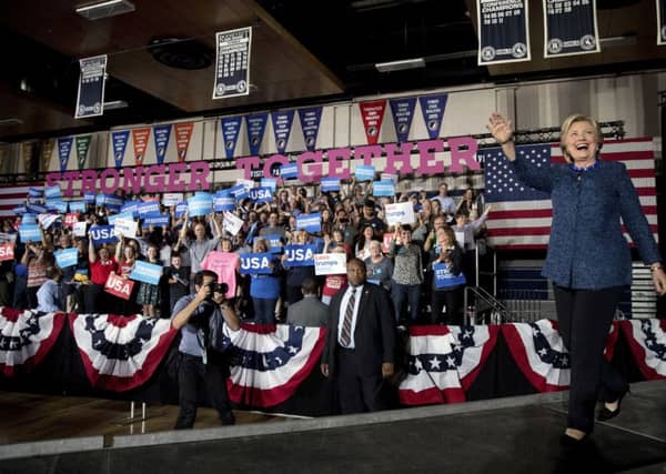 Hillary Clinton arrives at Iowa rally amid news of fresh email inquiry by FBI. Picture: AP