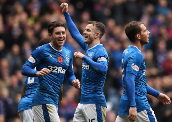 Rangers' Andy Halliday celebrates scoring his side's second of the match from the penalty spot. Picture: SNS/Alan Harvey