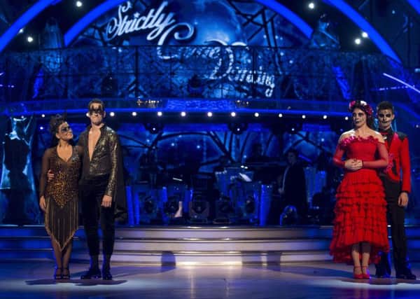 Anastacia and Brendan Cole with Daisy Lowe and Aljaz Skorjanec before the singer became the latest celebrity to be voted of BBC1's Strictly Come Dancing. Picture: Guy Levy/BBC/PA Wire