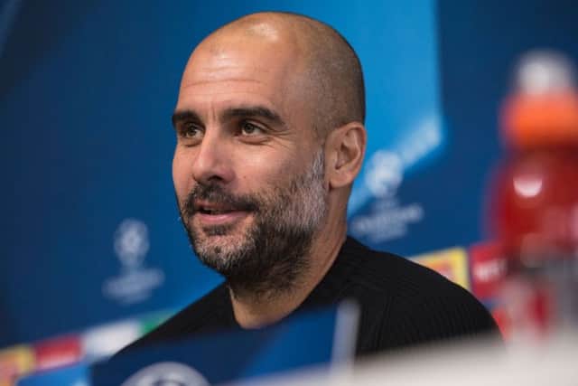 Pep Guardiola is anxious to keep 11 players on the field in Manchester City's clash with Barcelona. Picture: AFP/Getty.