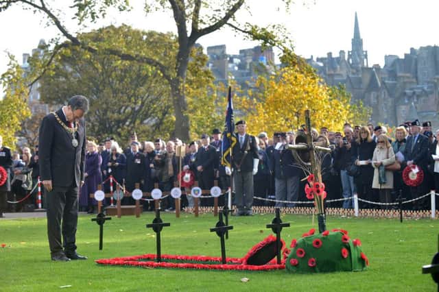 The Rt Hon Donald Wilson,  Lord Provost of Edinburgh City
,
opens Edinburgh's Garden of Remembrance. Picture: Jon Savage