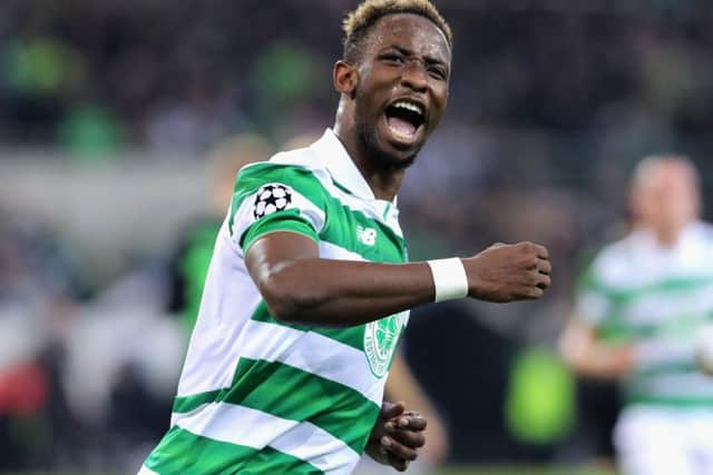 Moussa Dembele celebrates his equaliser for Celtic against Borussia Monchengladbac.  Picture: Simon Hofmann/Bongarts/Getty Images