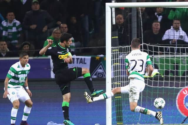 Lars Stindl gives Borussia Moenchengladbach the lead over Celtic midway through the first half. Picture: Getty