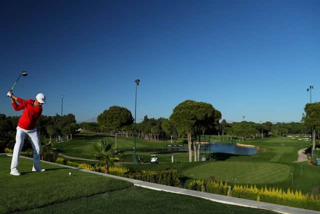 The 16th tee at Regnum Carya, venue for this week's Turkish Airlines Open, is located on the roof of a villa. Picture: Getty Images