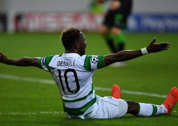 Moussa Dembele claims for a penalty after being fouled in the 75th minute. Picture: AFP/Getty