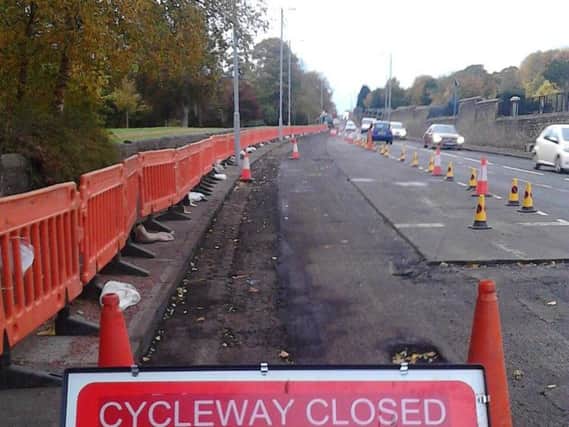 A segregated cycle path on Holmston Road in Ayr has been removed. Picture: Contributed