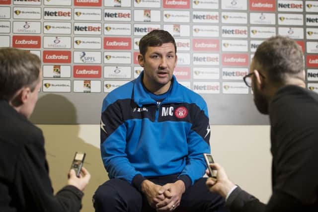 Hamilton manager Martin Canning talks to the press ahead of Saturday's clash with Kilmarnock. Picture: SNS