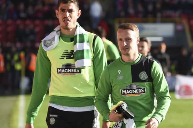 The long and short of it: Leigh Griffiths, right, with Celtic team-mate Nir Bitton. Picture: Craig Williamson/SNS