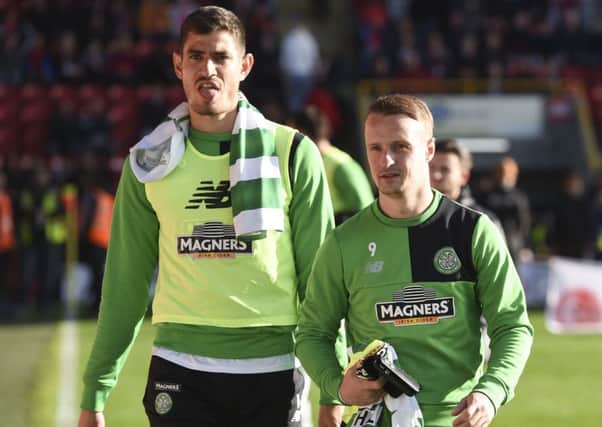 The long and short of it: Leigh Griffiths, right, with Celtic team-mate Nir Bitton. Picture: Craig Williamson/SNS