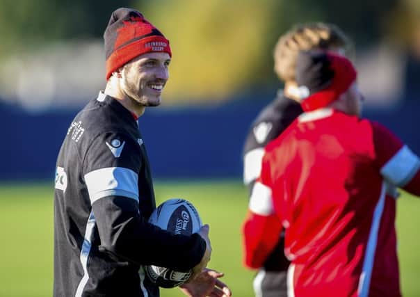 Edinburgh's Jason Tovey is all smiles in training ahead of Friday night's Pro12 clash with Ulster. Picture: SNS Group/SRU