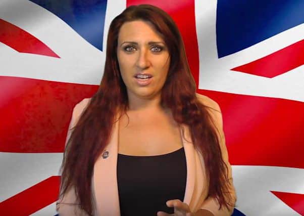 Jayda Fransen of Britain First faces up to six months in prison. Picture: YouTube