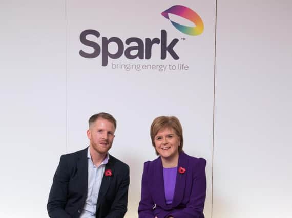Spark Energy chief executive Chris Gauld and First Minister Nicola Sturgeon. Picture: Contributed
