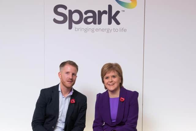 Spark Energy chief executive Chris Gauld and First Minister Nicola Sturgeon. Picture: Contributed
