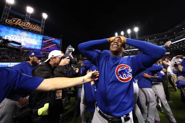 Aroldis Chapman of the Chicago Cubs celebrates defeating the Cleveland Indians to win the World Series. Picture: Ezra Shaw/Getty Images