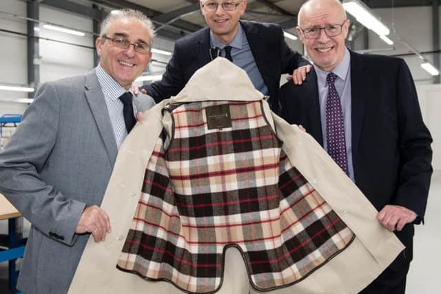 From left to right, Bill Burnett, finance manager at Mackintosh, Robert Stark, relationship manager at Clydesdale Bank and Willie Ross, production director at Mackintosh. Pic: Contributed