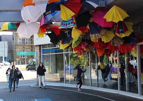 Stolen umbrellas make art exhibition. Picture: Contributed