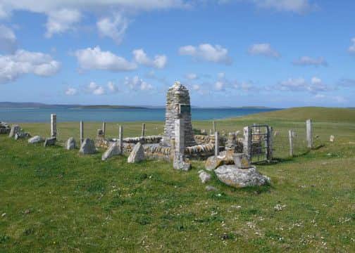 The monument to Giant MacAskill on Berneray, the island where he was born. PIC www.geograph.co.uk