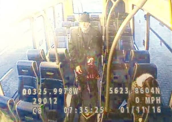 Mr Edwards was spotted getting off a bus in Stonehaven at 3.20pm today. Picture: Police Scotland.