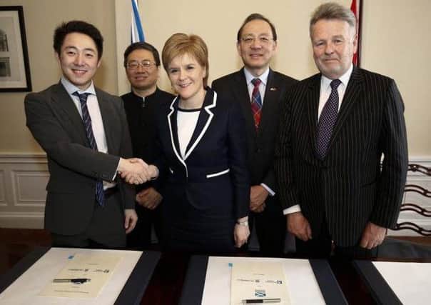 Nicola Sturgeon signed a memoradum of understanding) with Chinese firms in March. Picture: Contributed