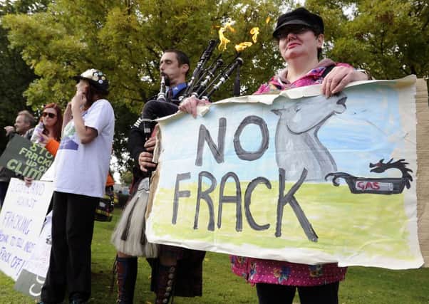 Anti-fracking demonstractors protest at Grangemouth. Picture: Michael Gillen