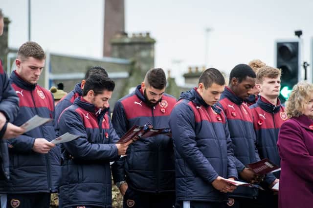The Hearts squad at last year's service. Picture: Ian Georgeson