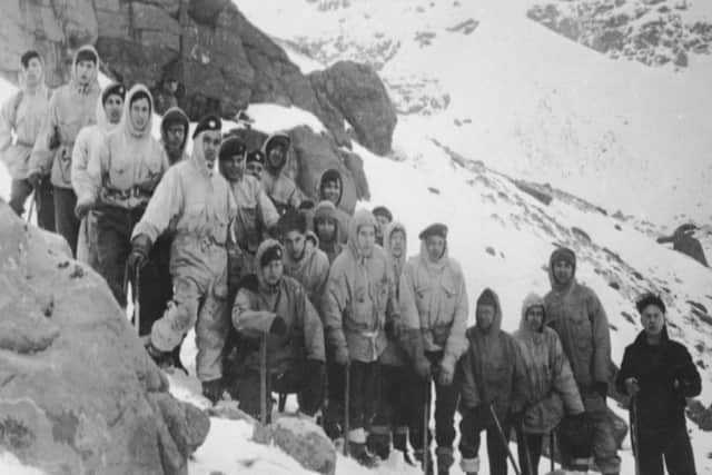 PIcture of RAF Mountain Rescue at Beinn Eighe in 1951, when a Lancaster bomber crashed killing eight men. PIC:  Joss Gosling