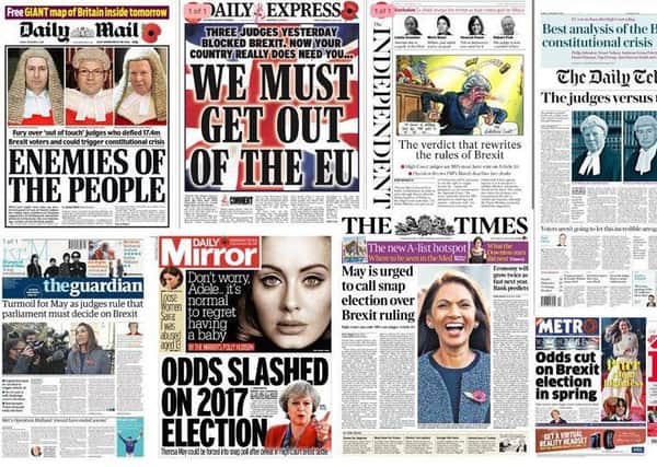 Some UK dailies have reacted furiously to the new Brexit ruling. Picture: Twitter.