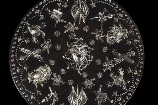 Detail from dress targe presented to Prince Charles Edward Stuart by James, 3rd Duke of Perth. PIC NMS.