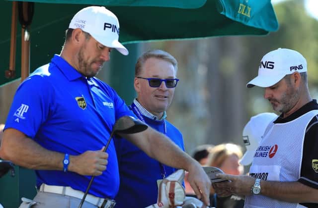 European Tour chief executive Keith Pelley with Lee Westwood and the Englishman's caddie, Billy Foster, in Turkey this week. Picture: Getty Images