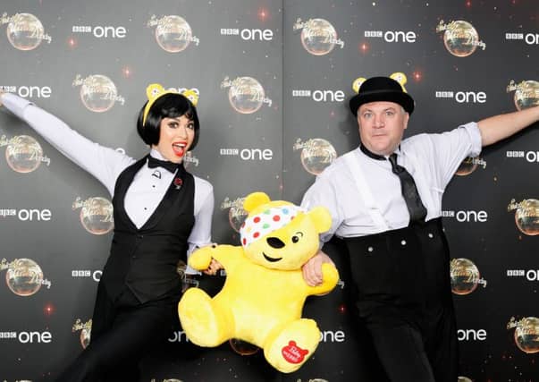 Katya Jones and Ed Balls show support for BBC Children in Need (Photo by Dave J Hogan/Getty Images)