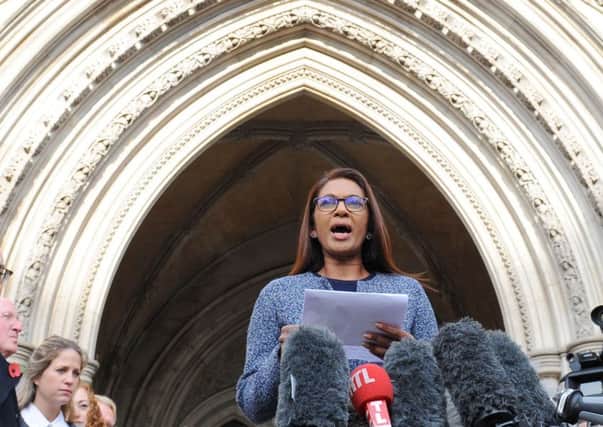 Gina Miller speaks to the media at the High Court in London after three judges ruled against the Prime Minister's decision to trigger Article 50 of the Lisbon Treaty and start the UK's exit from the European Union without the prior authority of Parliament. Picture: PA