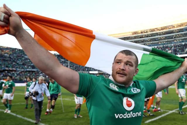 CJ Stander celebrates after Ireland ended their 111-year wait for a victory over New Zealand. Picture: Getty.