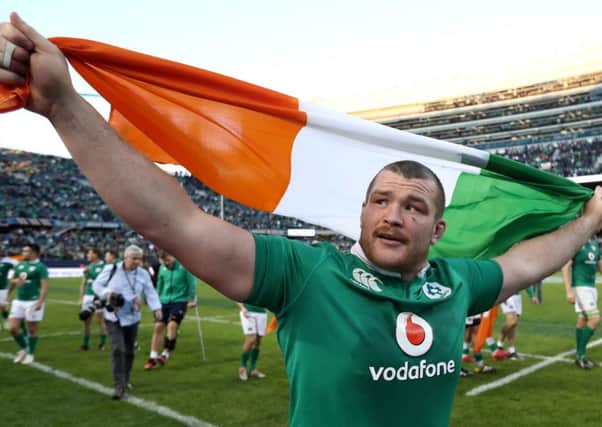 CJ Stander celebrates after Ireland ended their 111-year wait for a victory over New Zealand. Picture: Getty.
