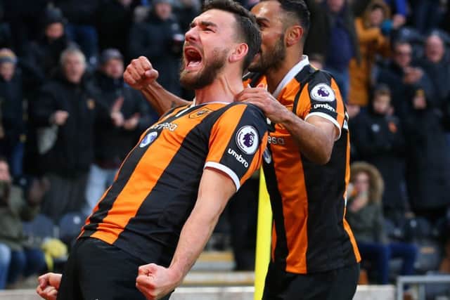Robert Snodgrass celebrates scoring Hull City's first goal yesterday. Picture: Getty.