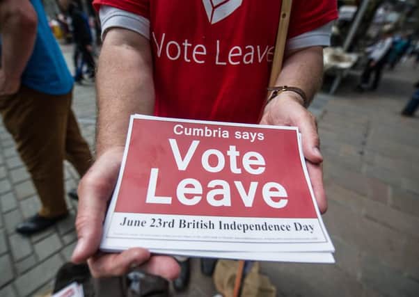 Vote Leave campainers. Picture: John Dvelin