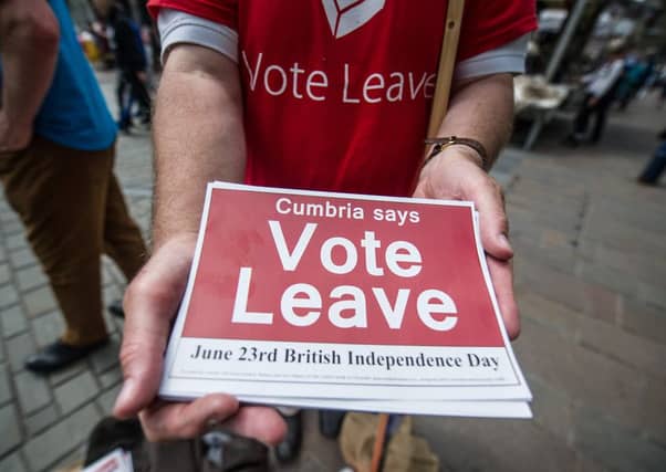 Vote Leave campainers. Picture: John Dvelin