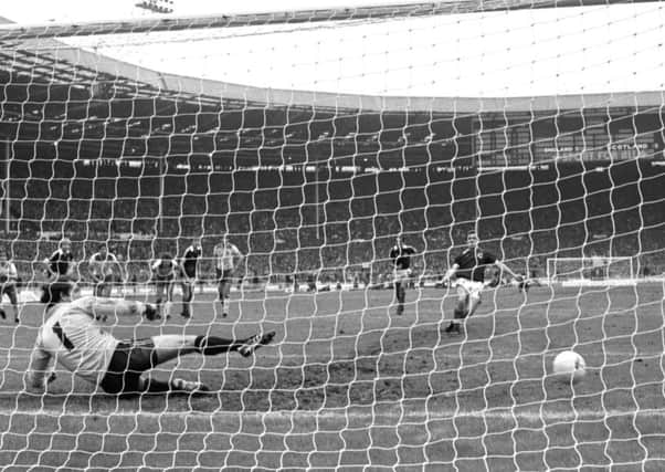 John Robertson slots his penalty past England goalkeeper Joe Corrigan to clinch Scotlands 1-0 victory over England at Wembley  in  May 1981. It was a win which, according to Willie Miller, the English just didnt think was possible.