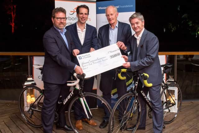 Gordon Wilson, managing director at Carbon Financial Partners, Mark Beaumont ambassador of Winning Scotland Foundation, Sir Bill Gammell Chairman of Winning Scotland Foundation, Mark Christie, Carbon Financial Partners. Picture: Contributed