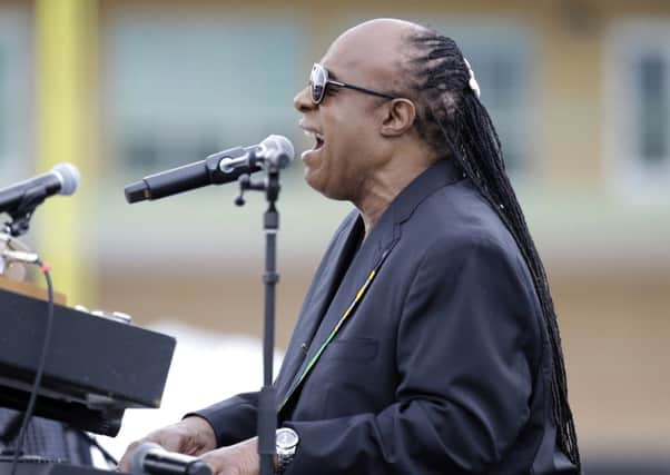 Musician Stevie Wonder performs at a campaign rally for Democratic presidential candidate Hillary Clinton. Picture: AP Photo/John Raoux