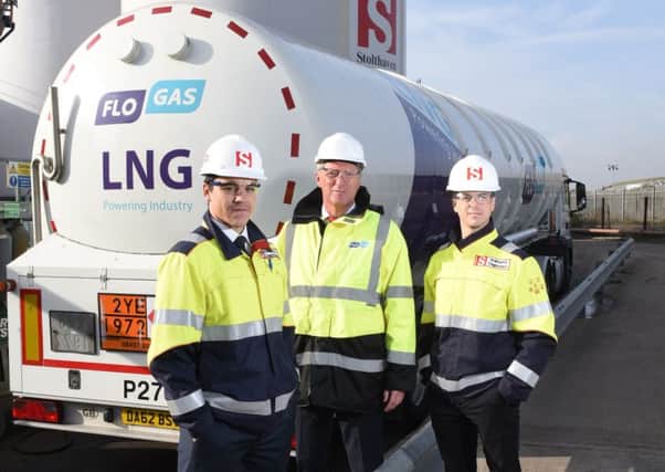 From left: Stolt-Nielsen LNG senior project analyst Zackarie Fortin-Brazeau with Flogas head of sales Rob McCord and Stolt-Nielsen LNG business development manager Jonathan Quinn. Picture: Contributed